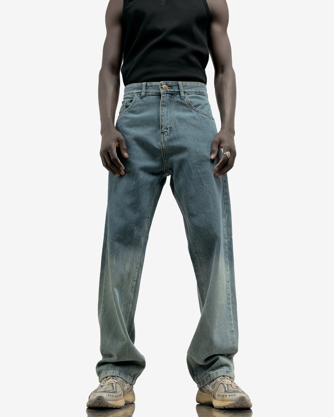 Blue Degrade Washed Baggy Fit Jeans