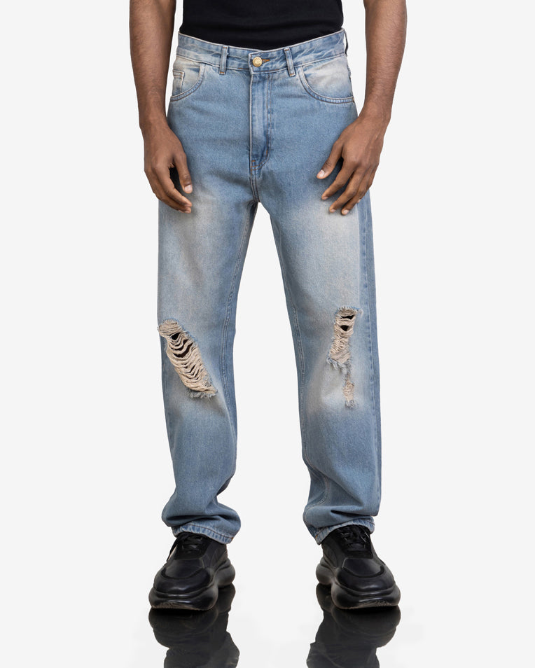 Faded Ripped Baggy Fit Jeans