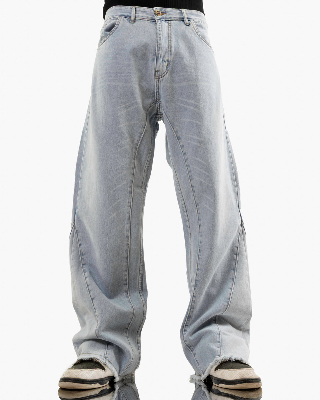 Retro Flared Jeans With Effect In Blue