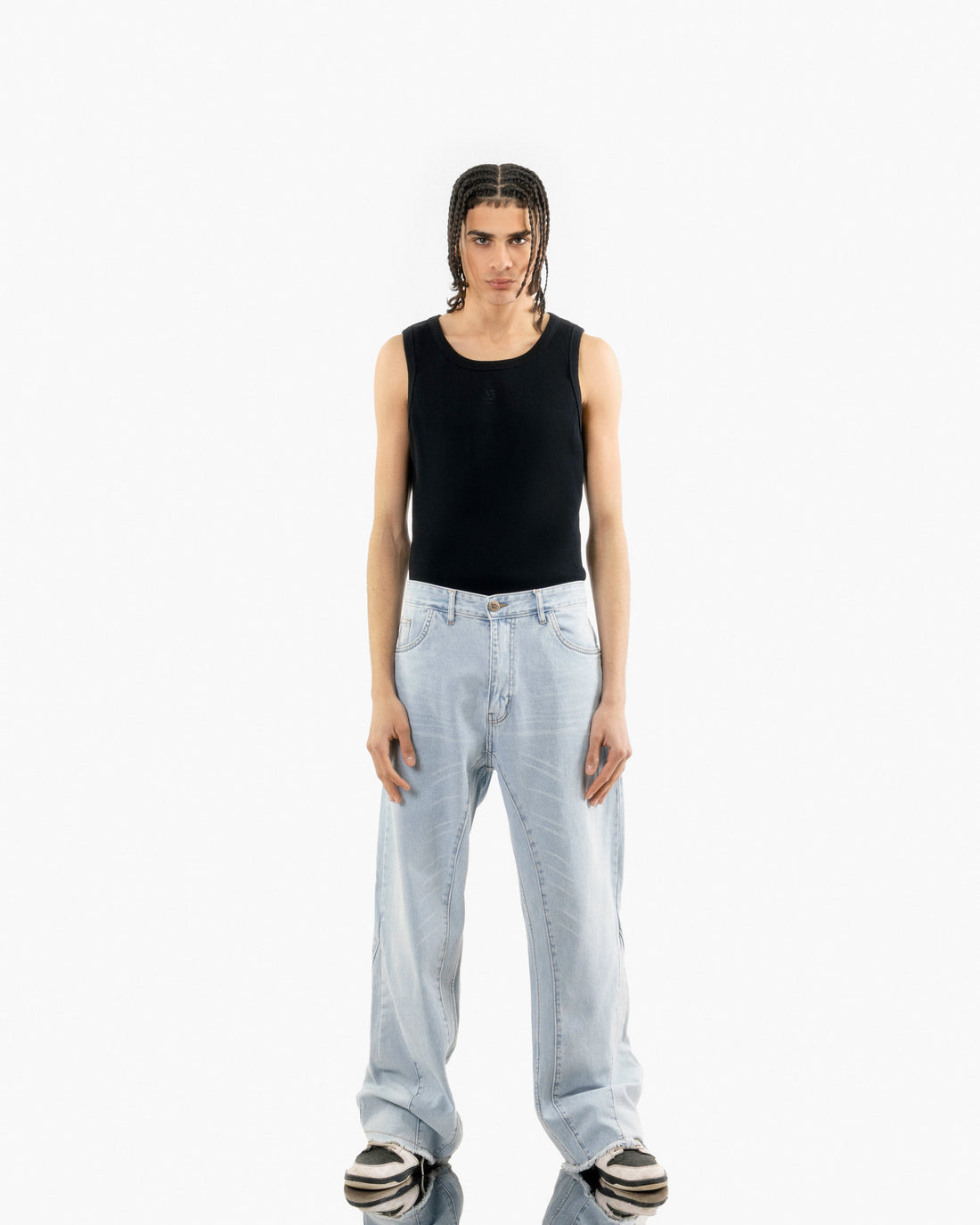 Retro Flared Jeans With Effect In Blue
