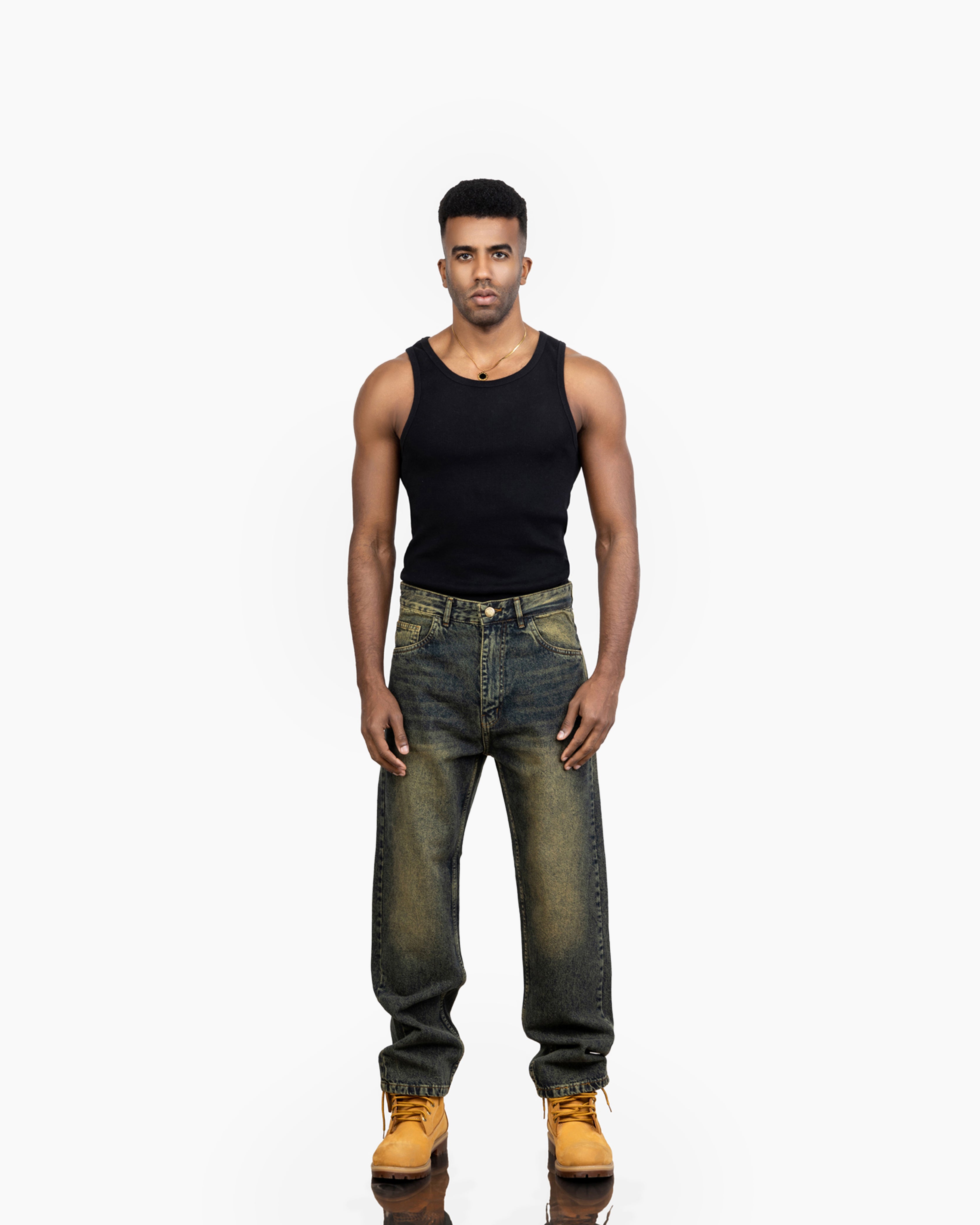 Streetwear Baggy Fit Jeans In Olive