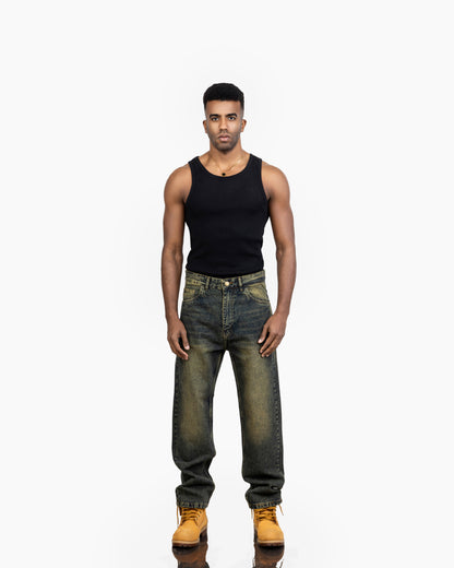 Streetwear Baggy Fit Jeans In Olive