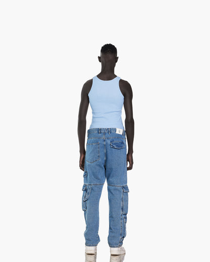 Streetwear Cargo With 3 Pockets Jeans In Blue