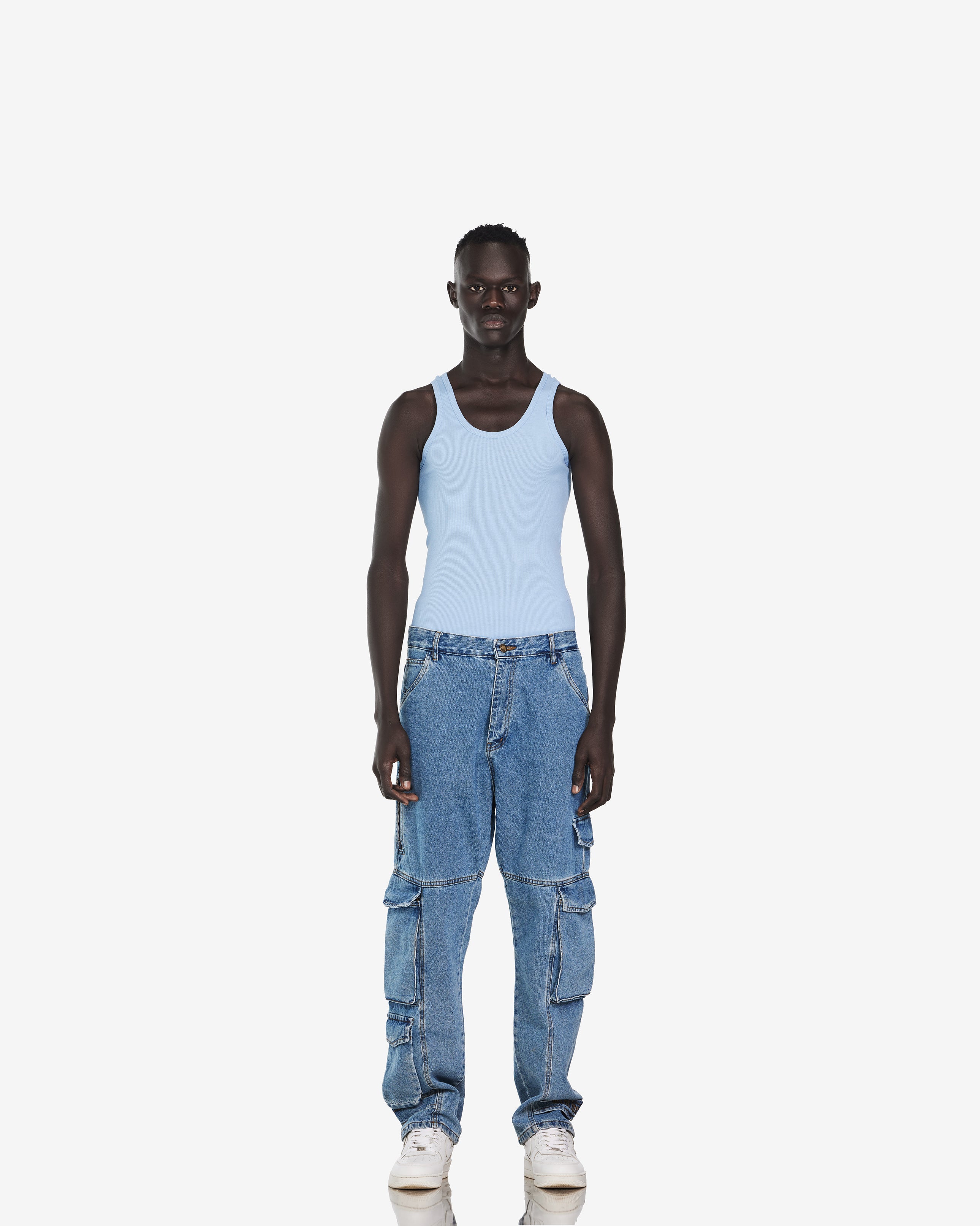 Streetwear Cargo With 3 Pockets Jeans In Blue