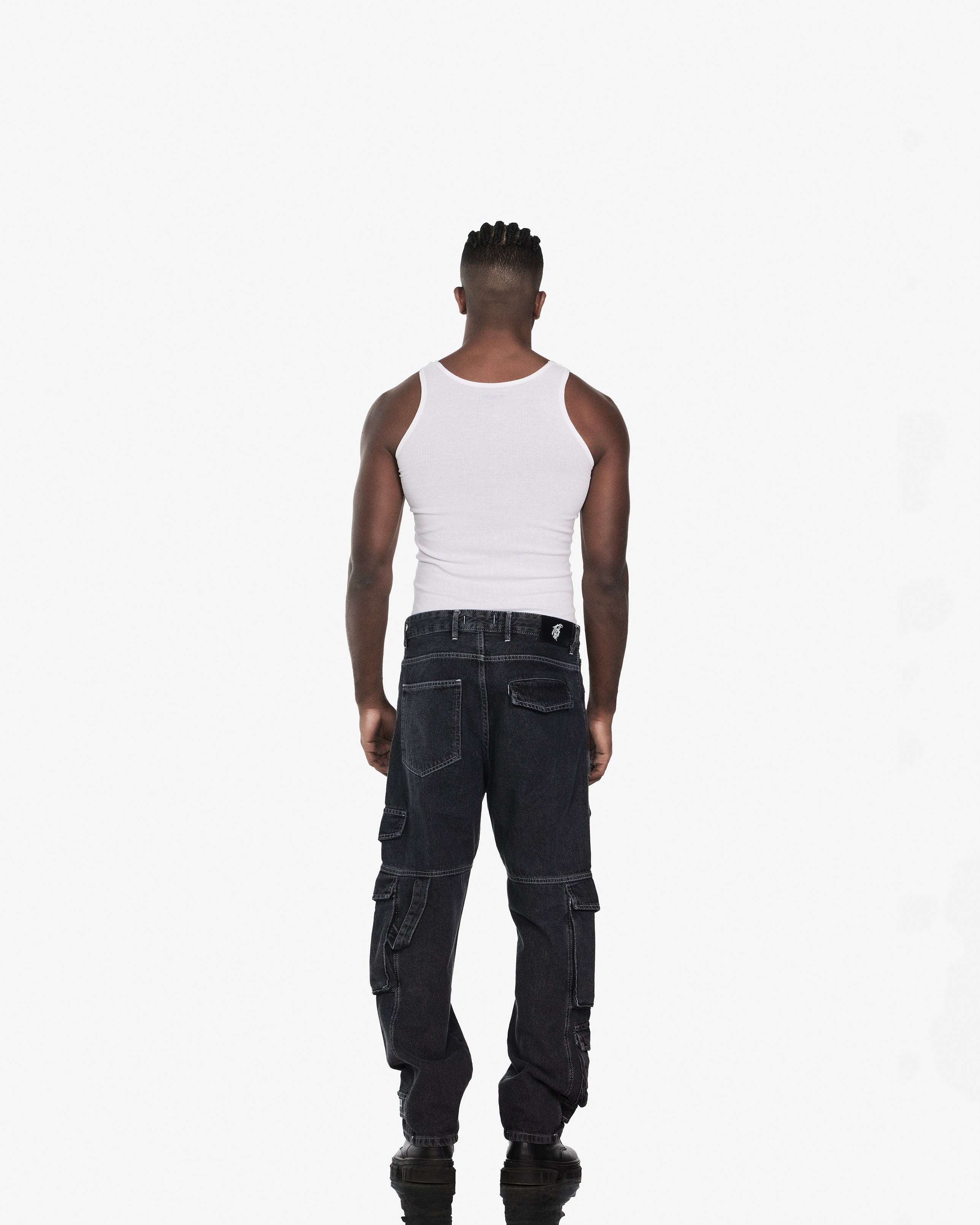 Streetwear Cargo With Three Pockets Jeans In Grey