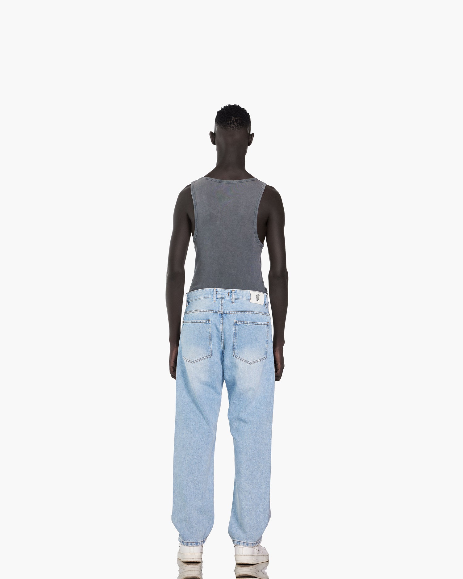 Streetwear Baggy Fit Jeans In Light Blue With Effect