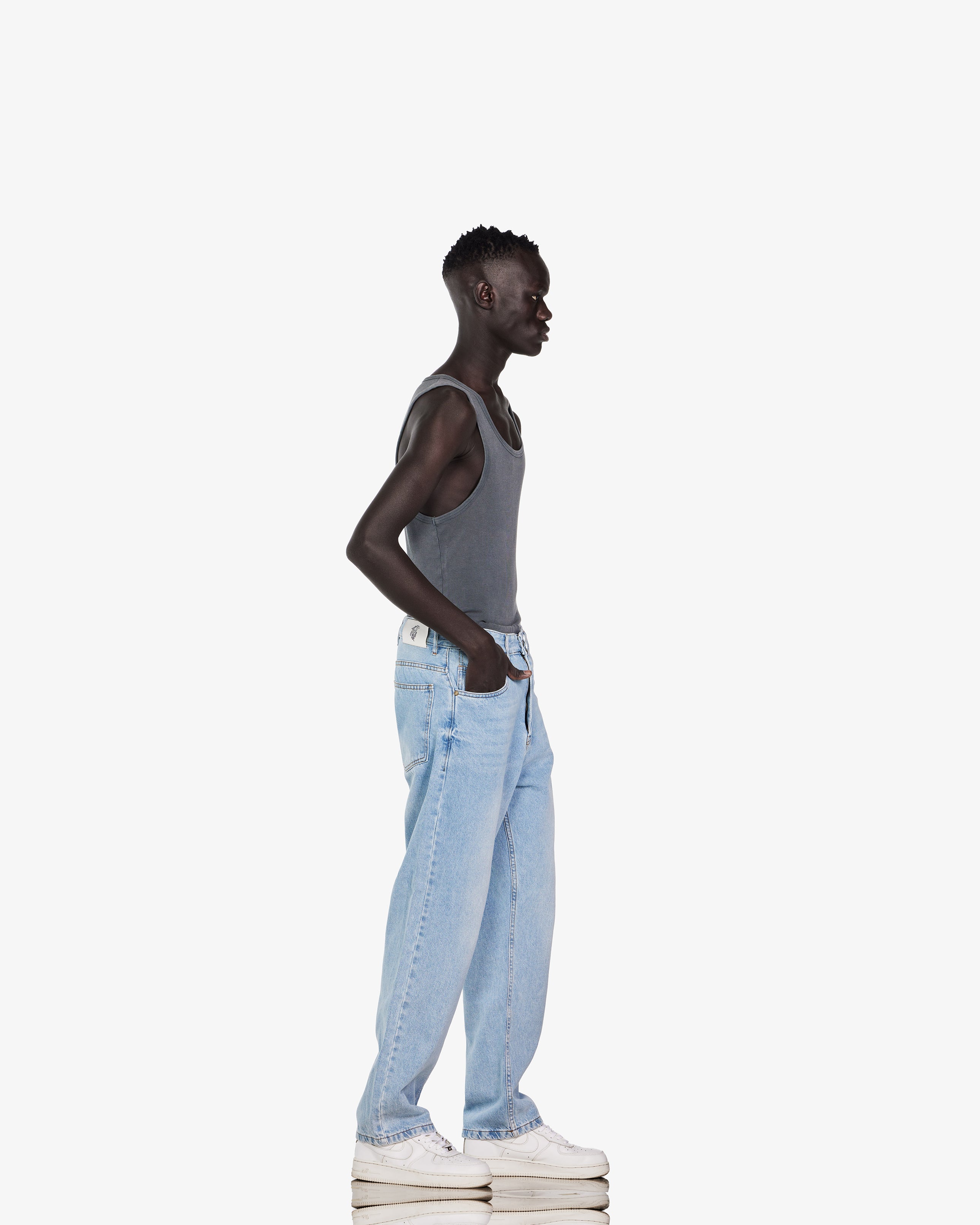 Streetwear Baggy Fit Jeans In Light Blue With Effect