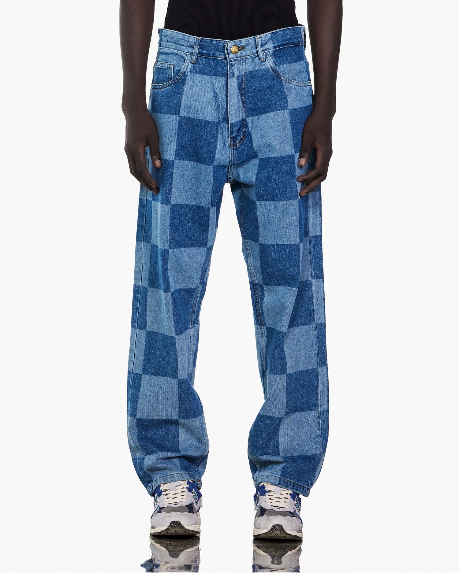 Checkered Baggy Fit Jeans