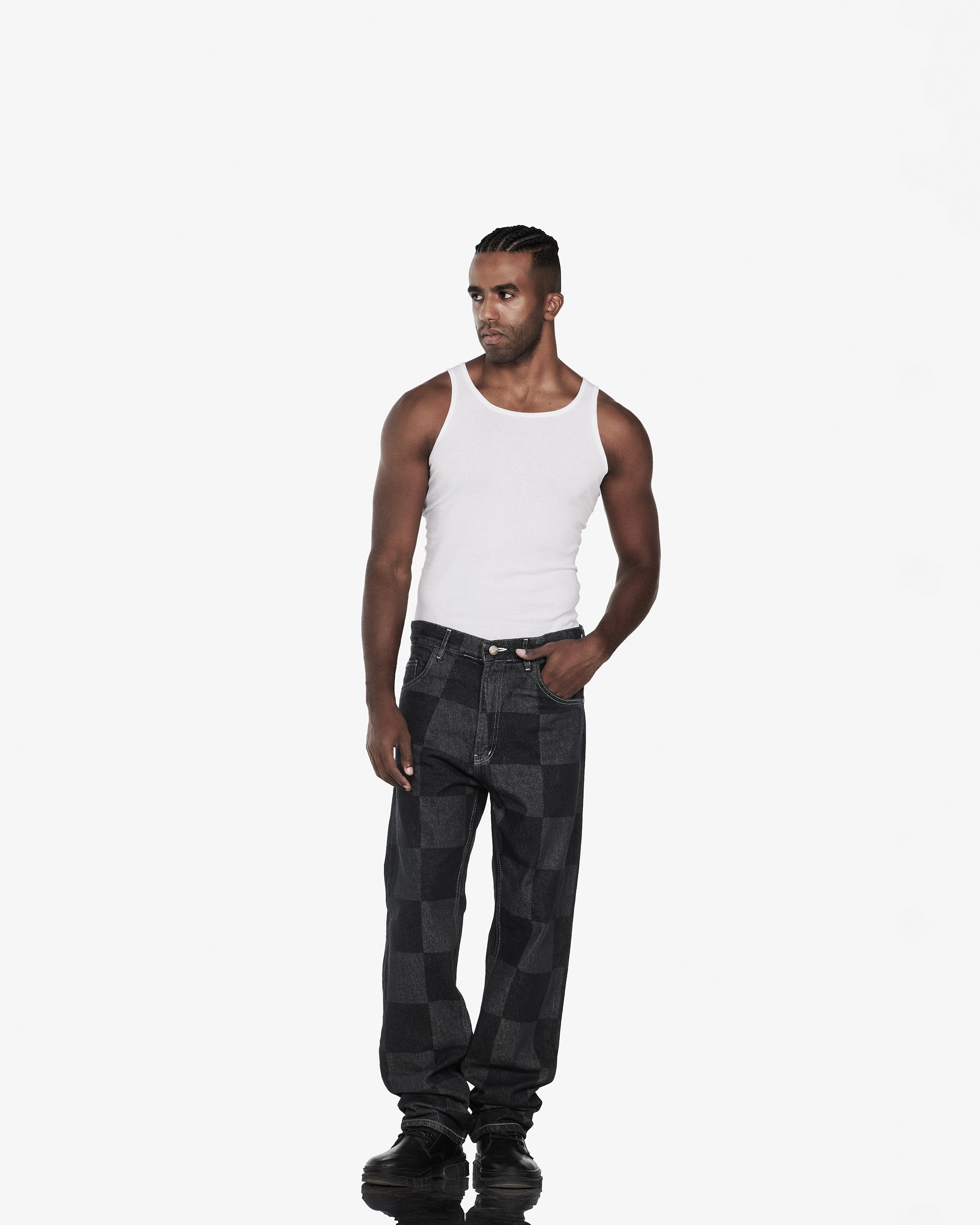 Checkered black jeans on sale