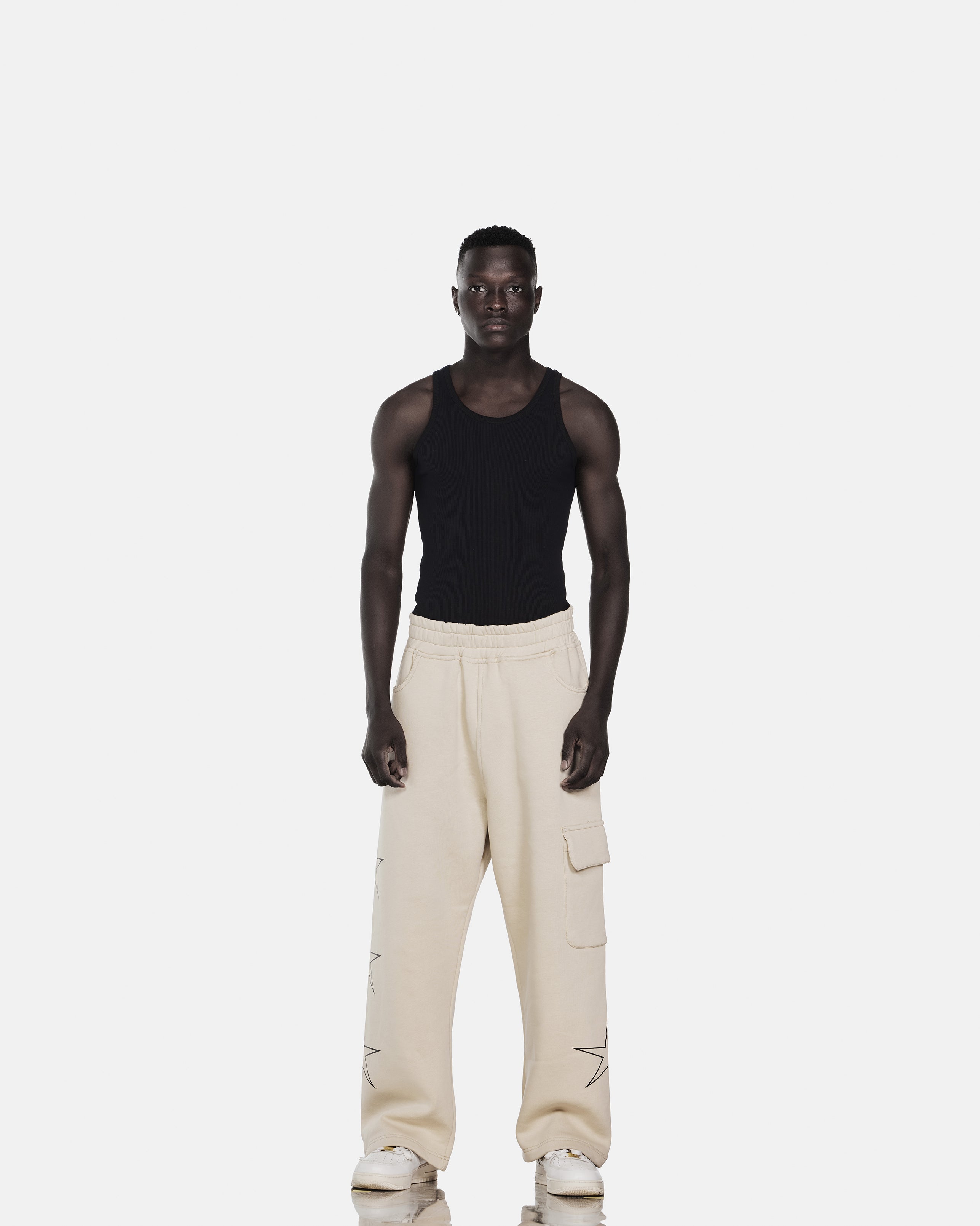 star printed cargo sweatpant