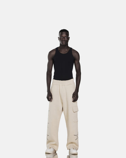 star printed cargo sweatpant