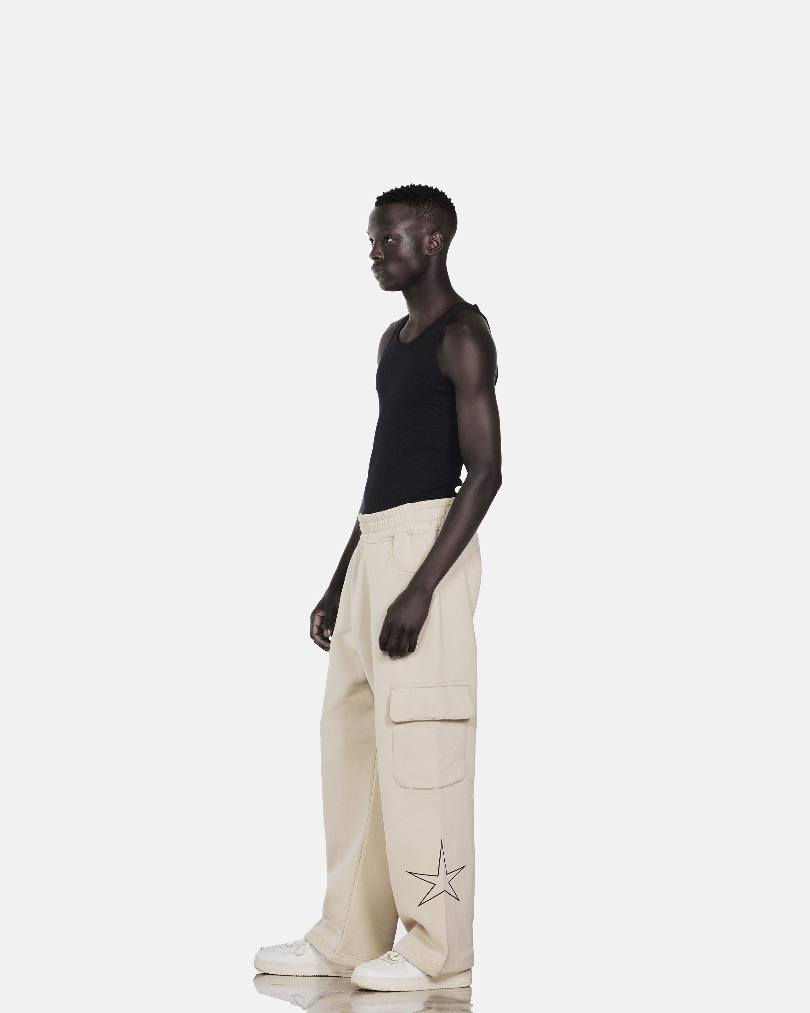 star printed cargo sweatpant