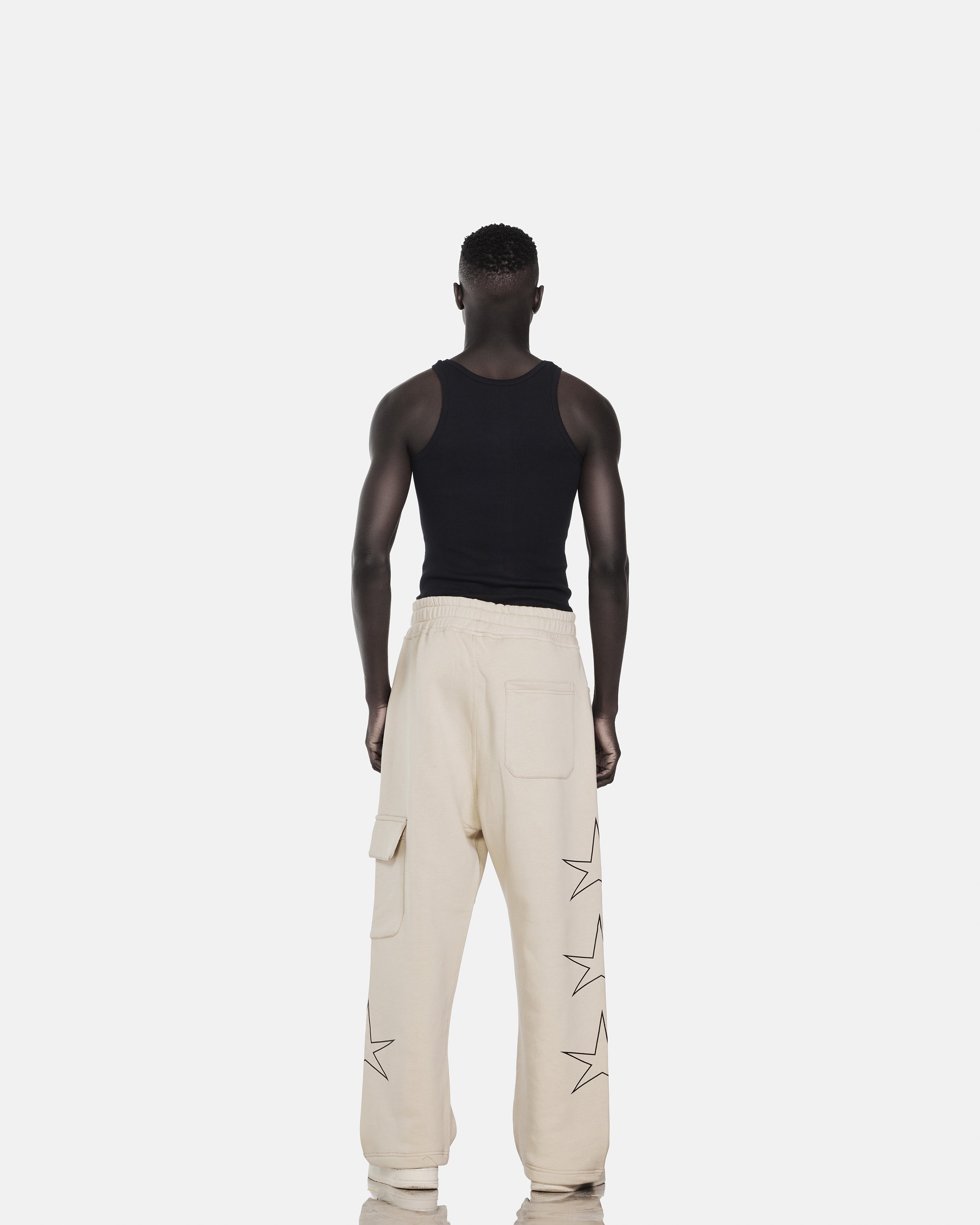 star printed cargo sweatpant