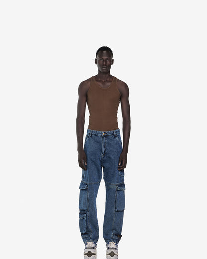 Streetwear Cargo With 3 Pockets Jeans In Dark Blue