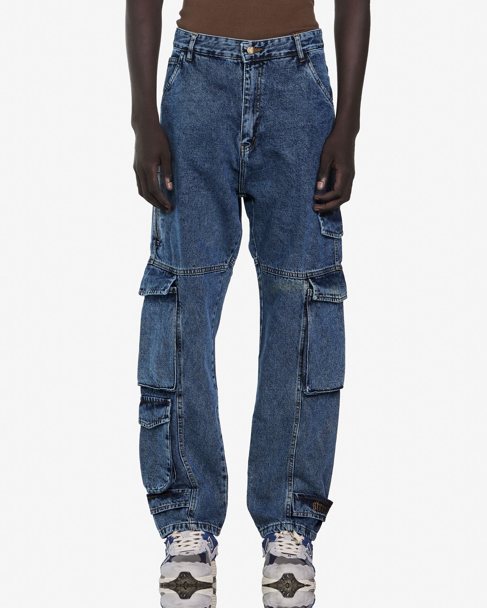 Streetwear Cargo With 3 Pockets Jeans In Dark Blue