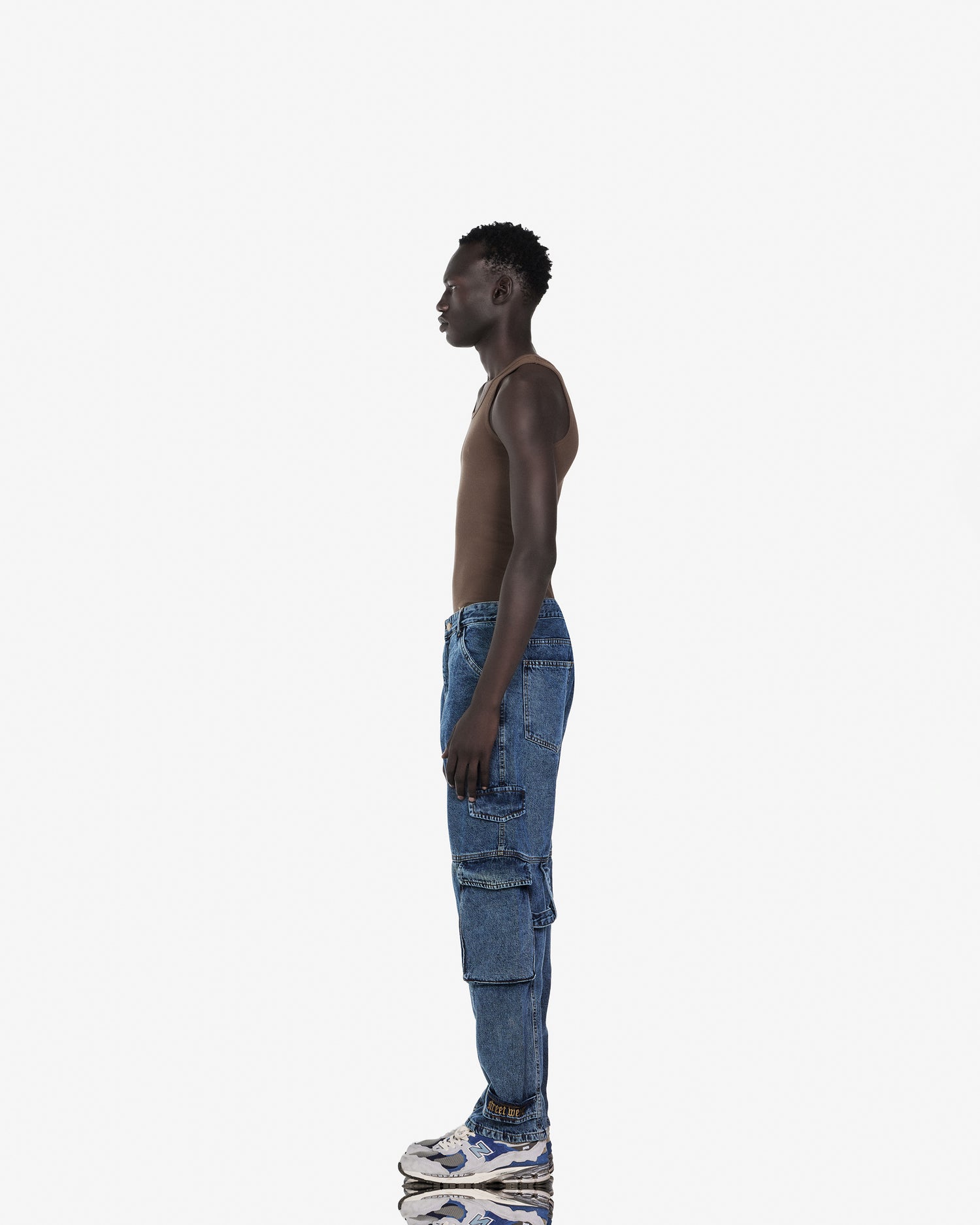 Streetwear Cargo With 3 Pockets Jeans In Dark Blue