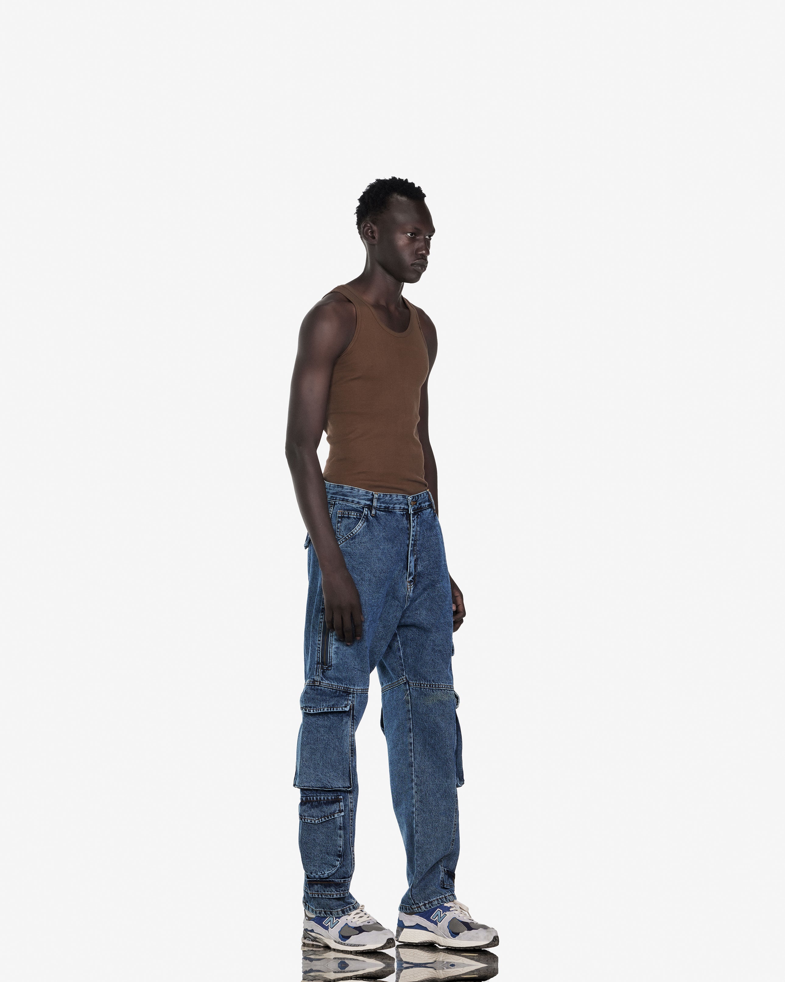 Streetwear Cargo With 3 Pockets Jeans In Dark Blue