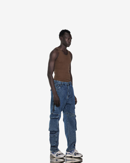 Streetwear Cargo With 3 Pockets Jeans In Dark Blue