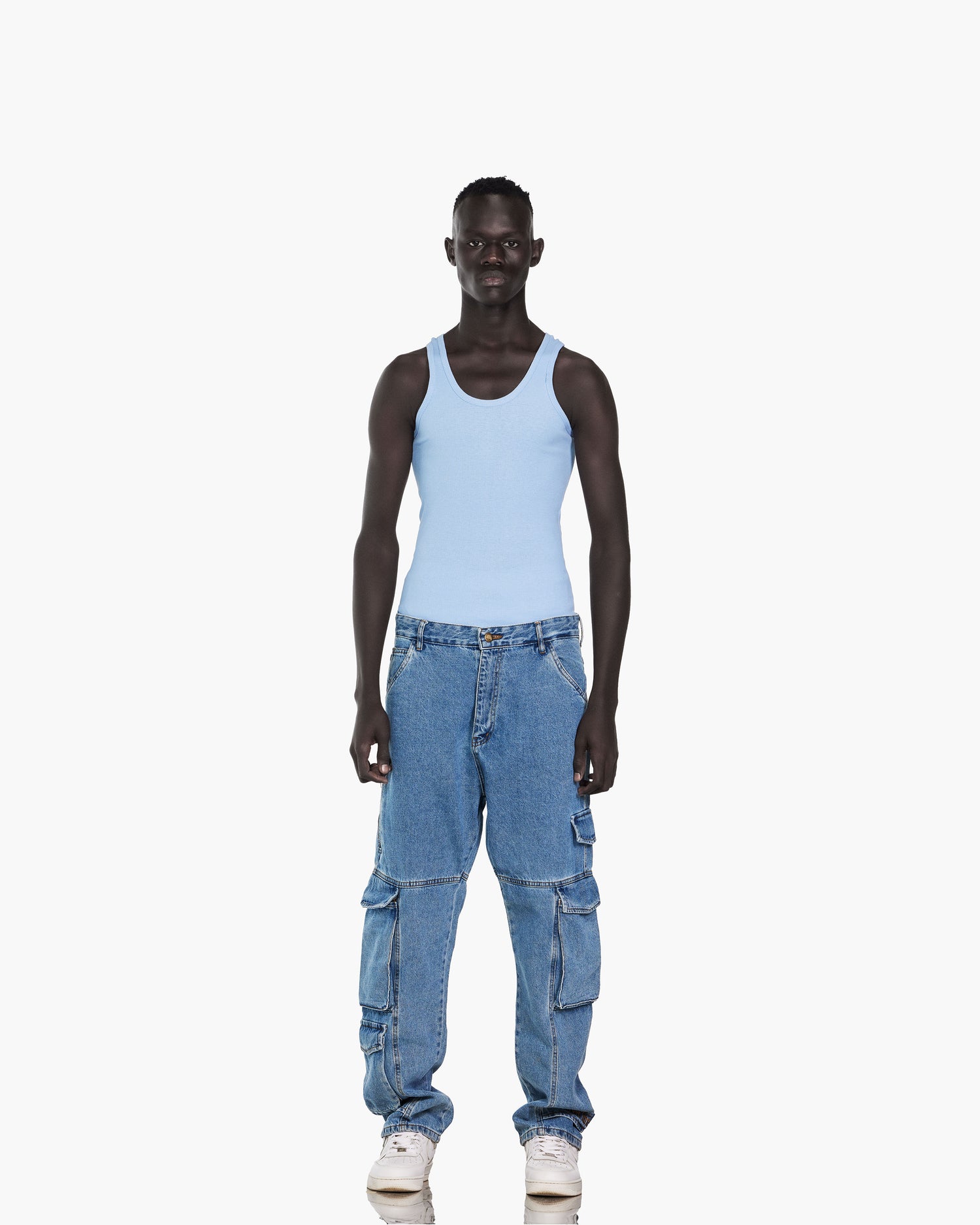 Streetwear Cargo With 3 Pockets Jeans In Blue