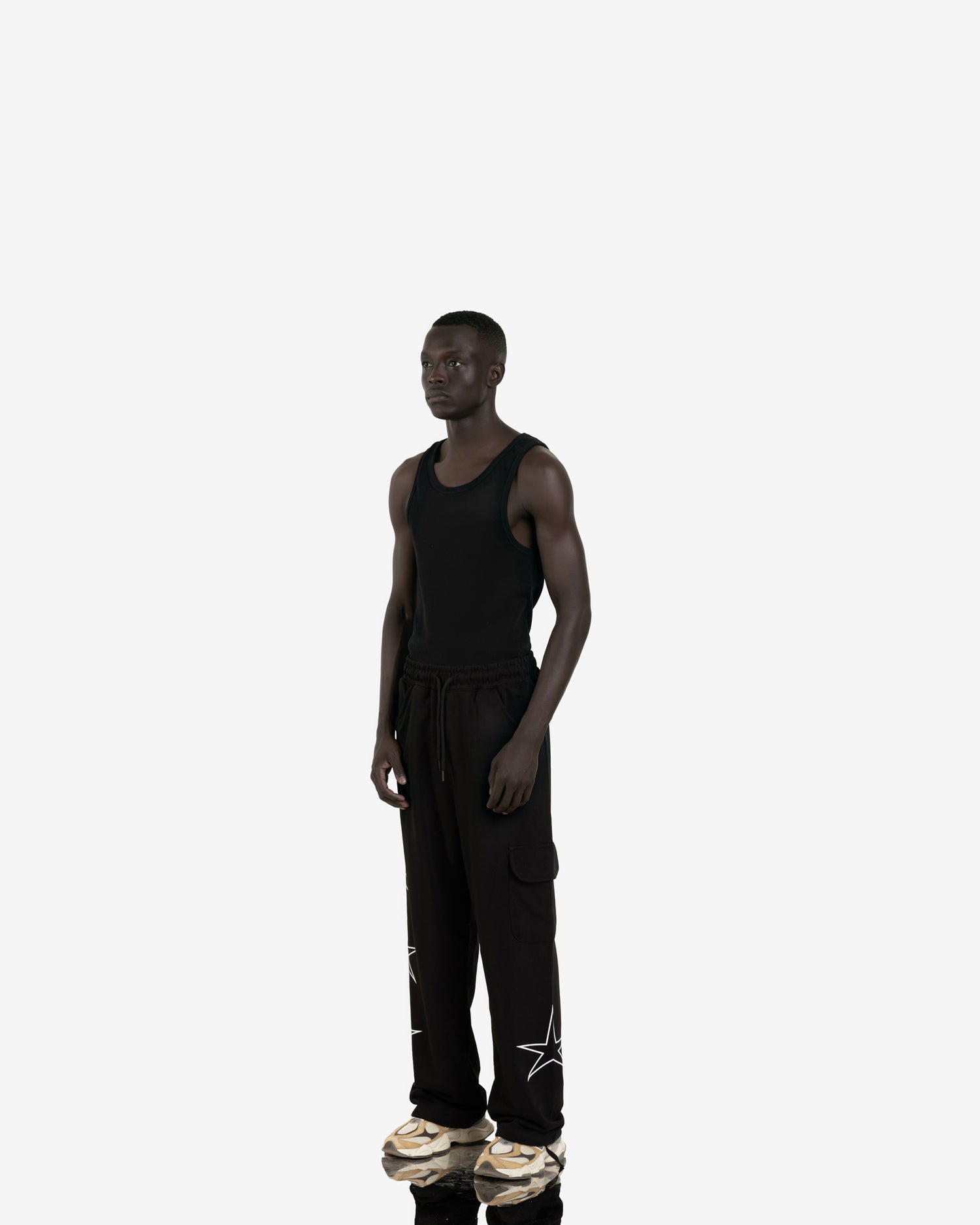 star printed cargo sweatpant