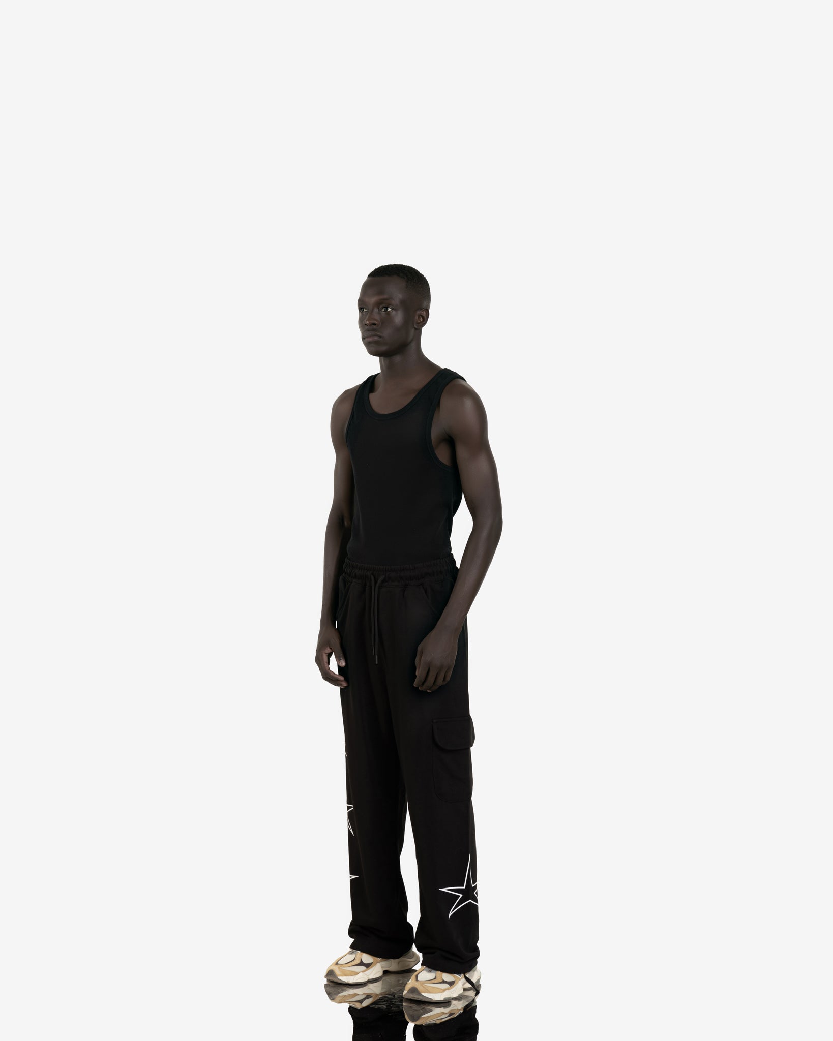 star printed cargo sweatpant