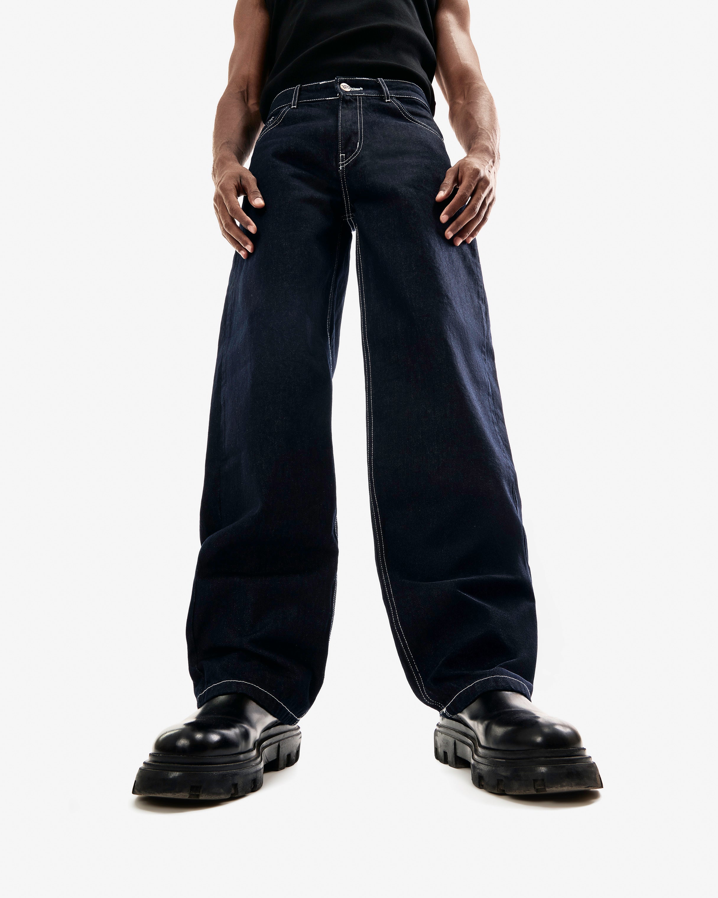 Raw Navy Balloon Jeans
