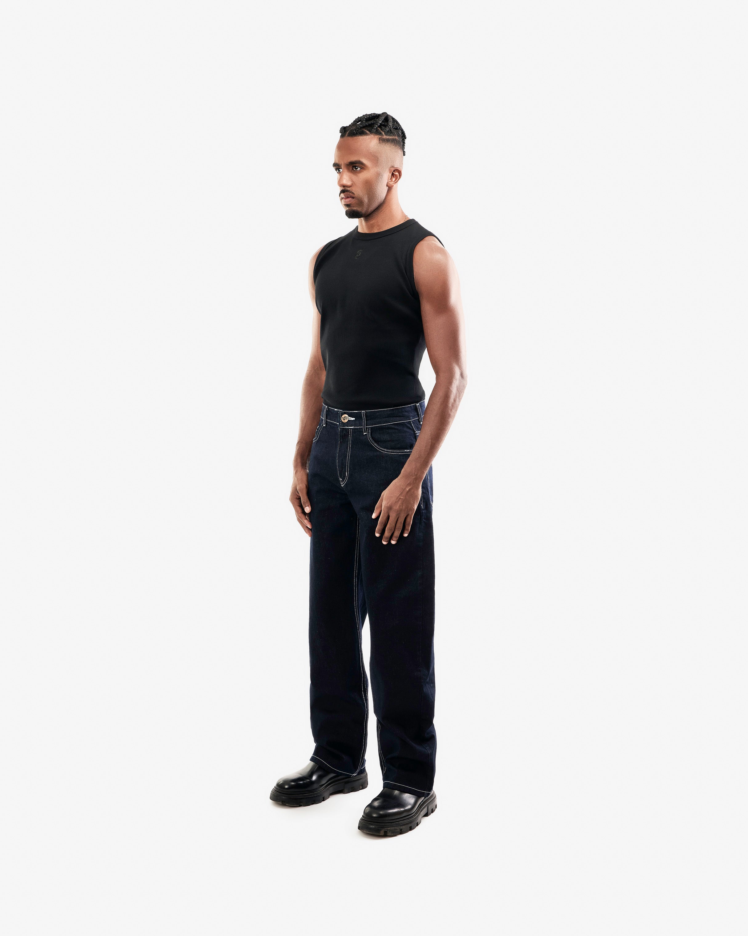Raw Navy Balloon Jeans
