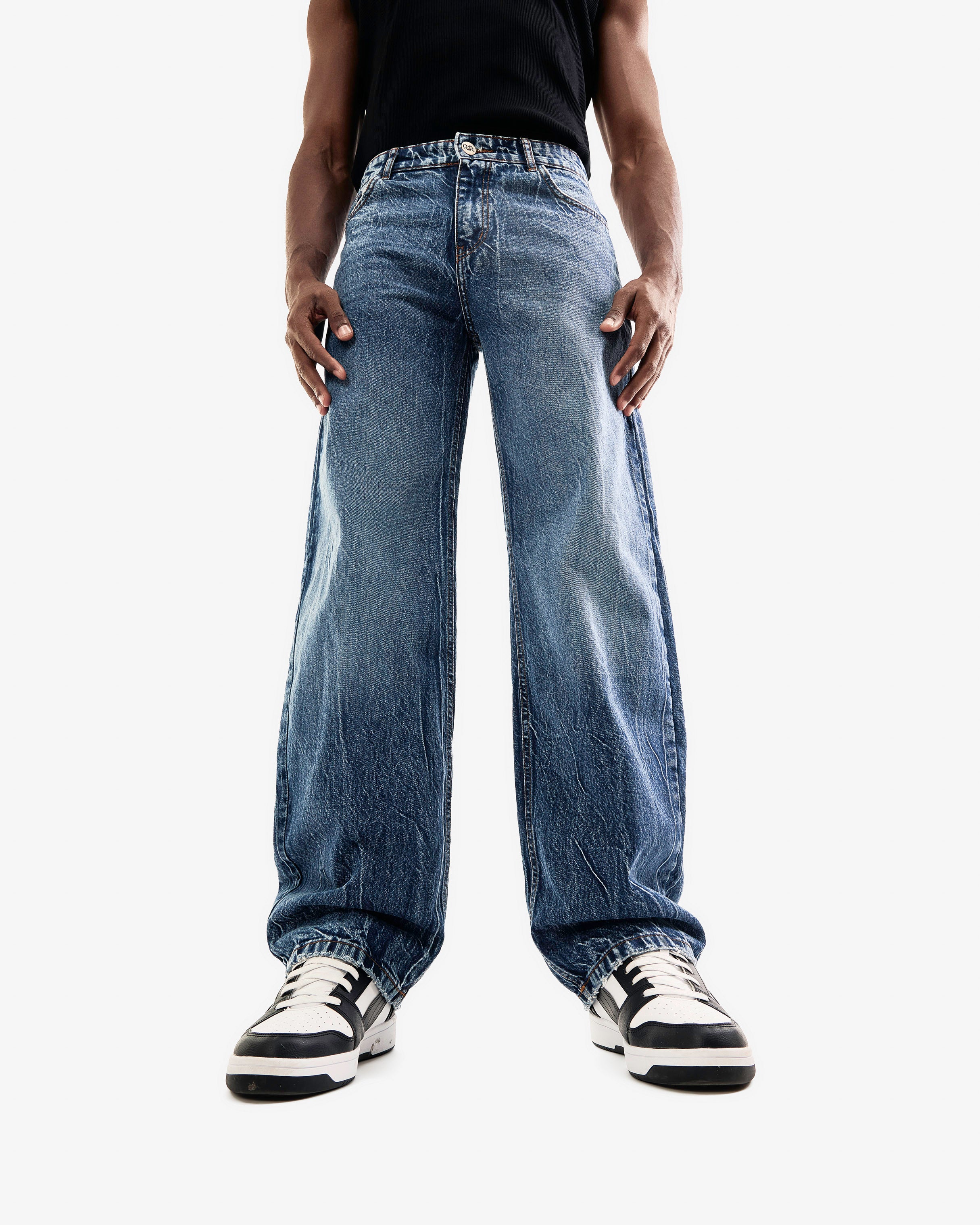 Dark Blue Wash Balloon Jeans