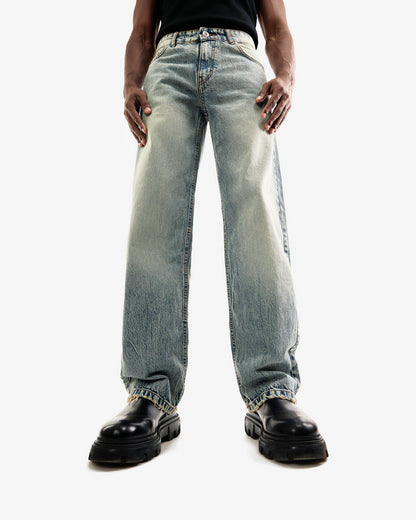 Olive Effected Wash Balloon Jeans