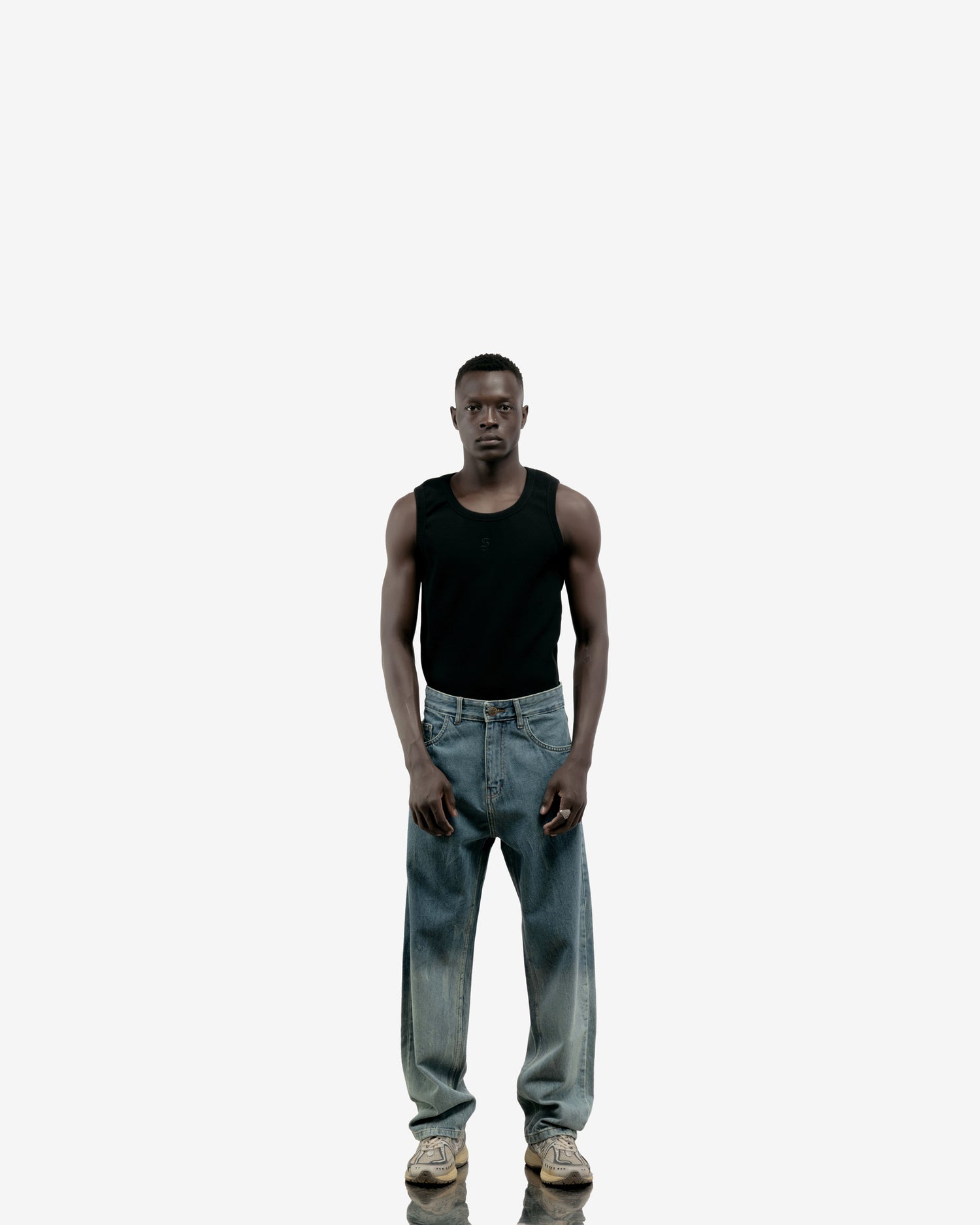 Blue Degrade Washed Baggy Fit Jeans