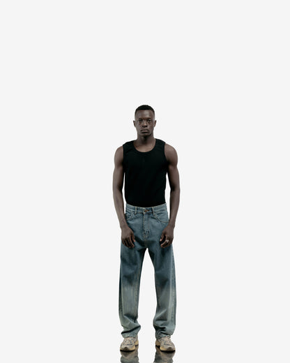 Blue Degrade Washed Baggy Fit Jeans