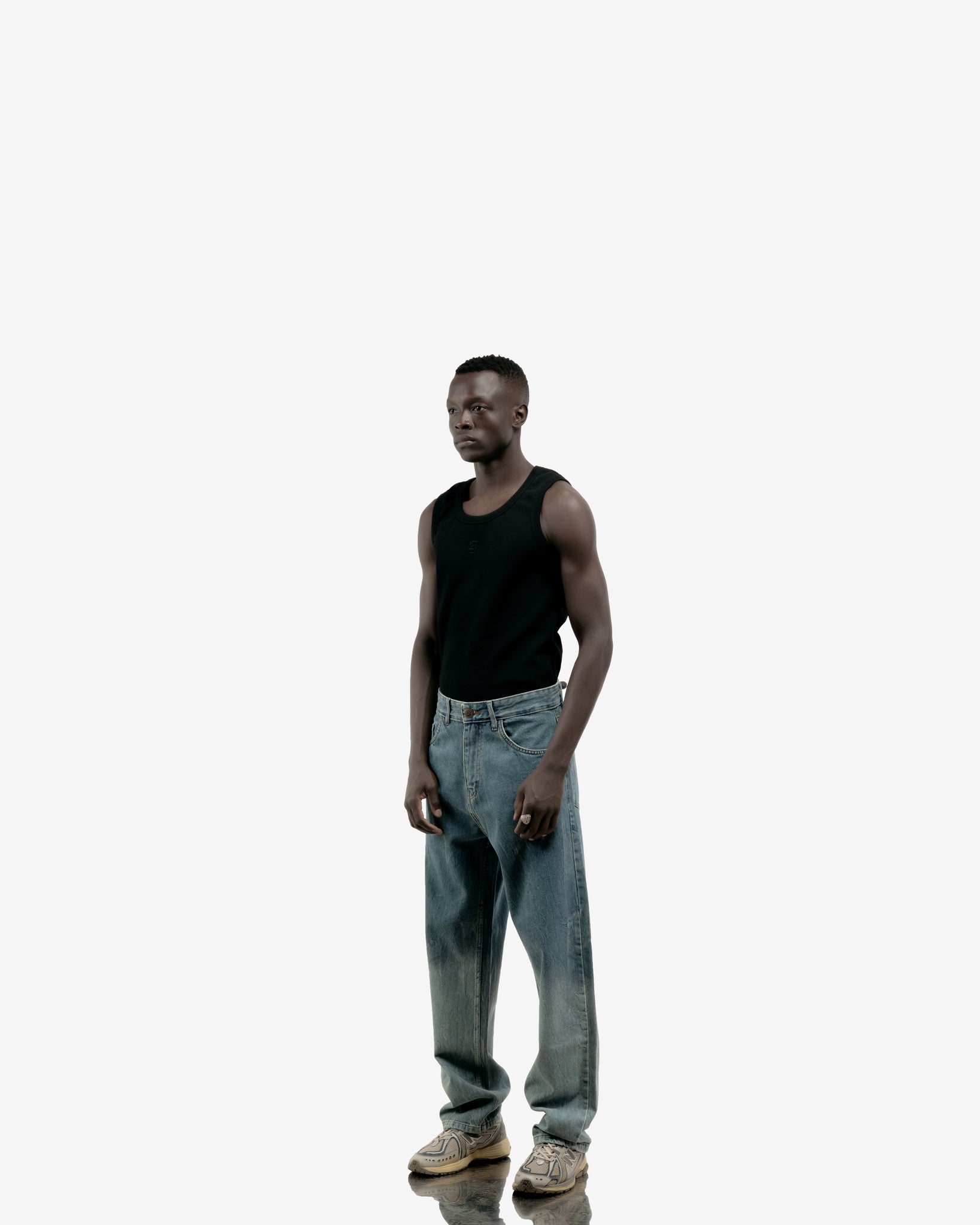 Blue Degrade Washed Baggy Fit Jeans