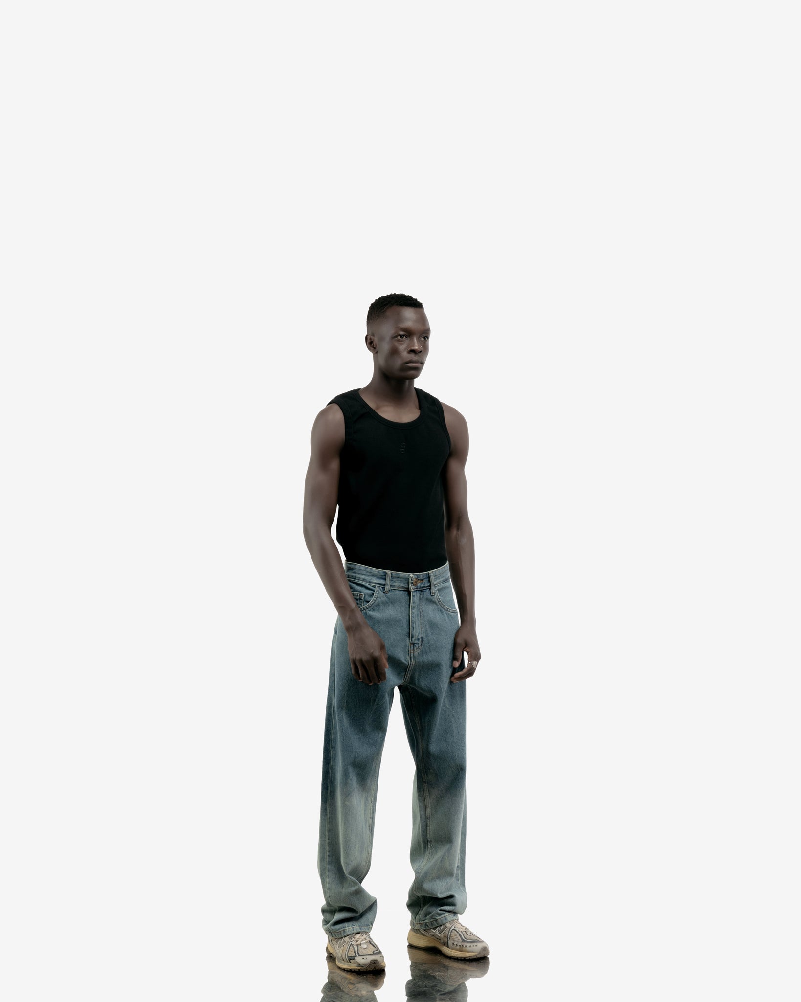 Blue Degrade Washed Baggy Fit Jeans