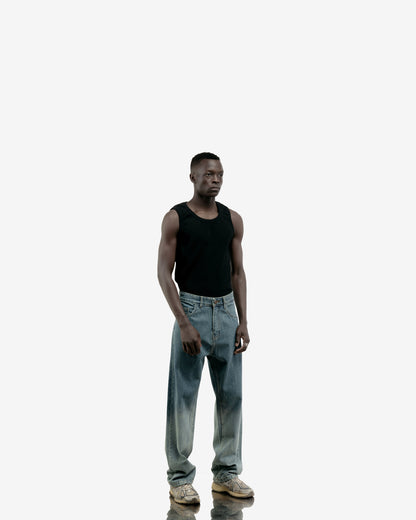 Blue Degrade Washed Baggy Fit Jeans