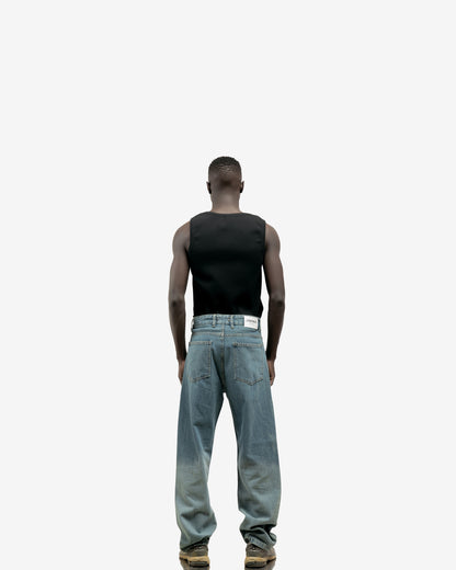 Blue Degrade Washed Baggy Fit Jeans