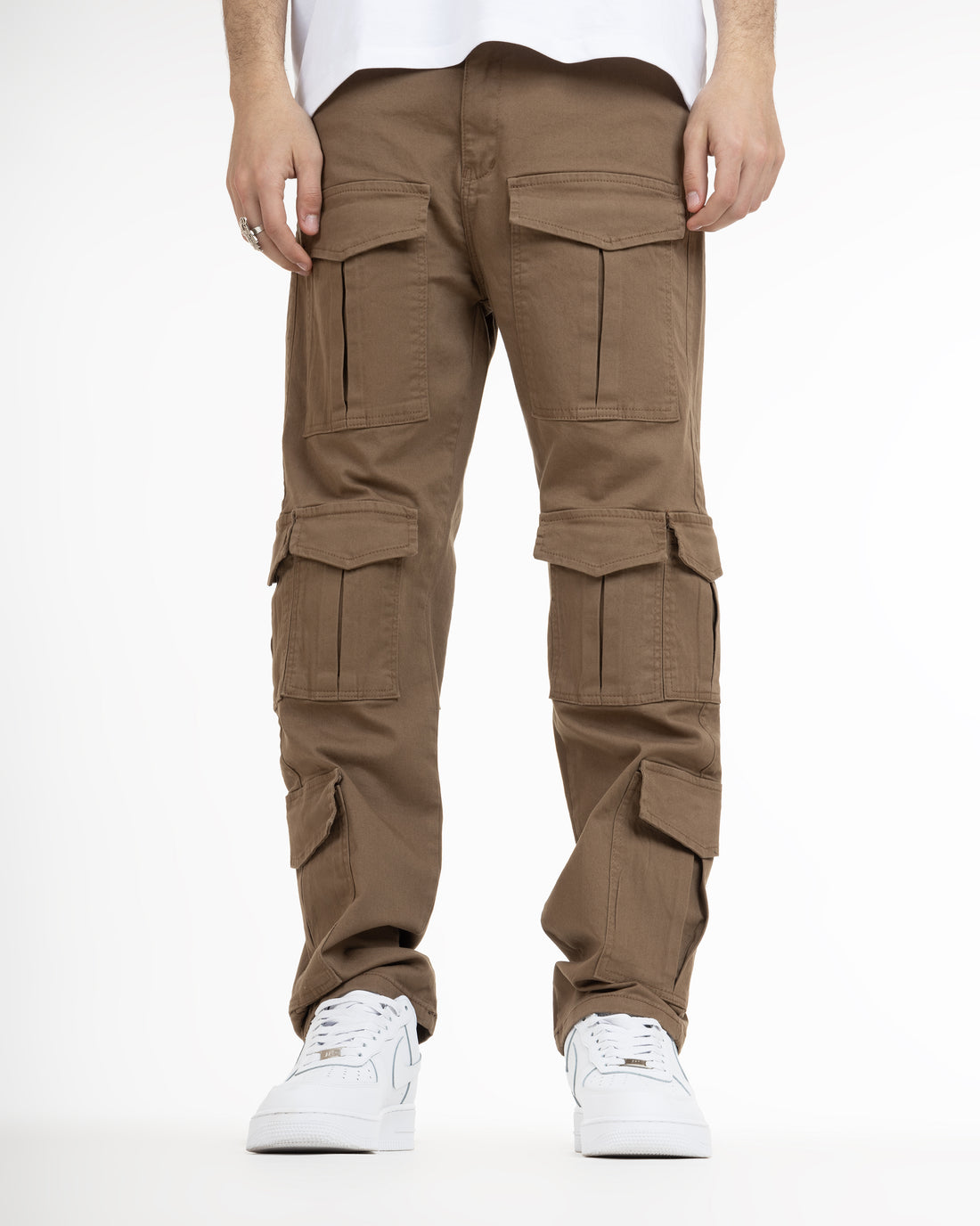 Streetwear Cargo With Ten Pockets In Dark Beige