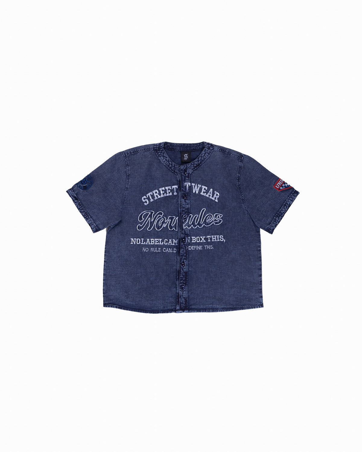 No Rules Acid Wash Blue Boxy Shirt