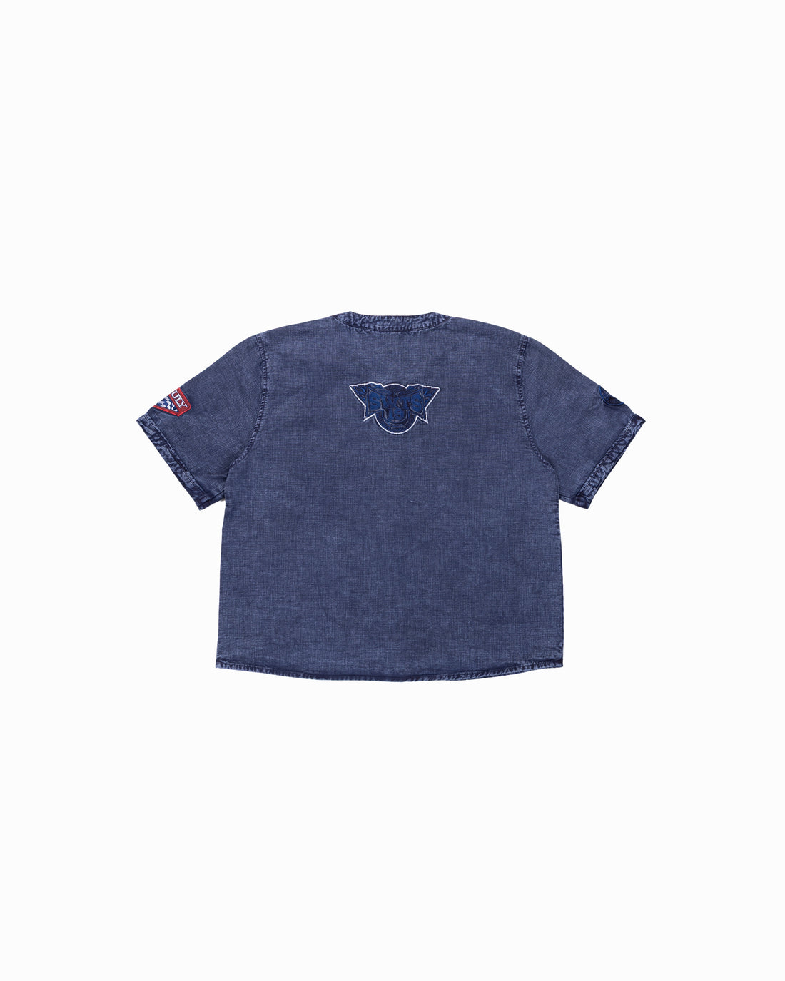 No Rules Acid Wash Blue Boxy Shirt