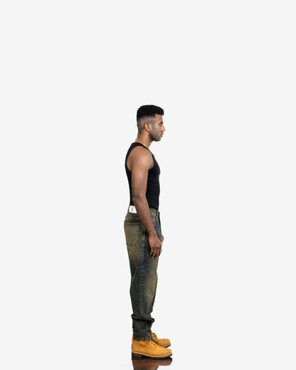 Streetwear Baggy Fit Jeans In Olive