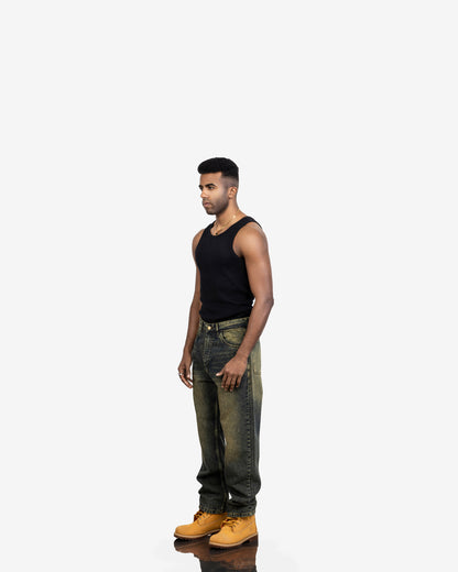 Streetwear Baggy Fit Jeans In Olive