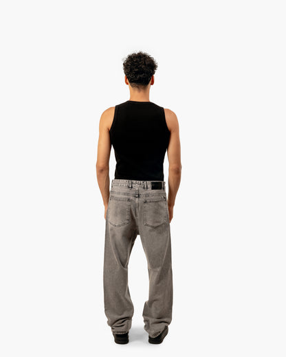 Streetwear Baggy Fit Jeans In Light Grey With Effect