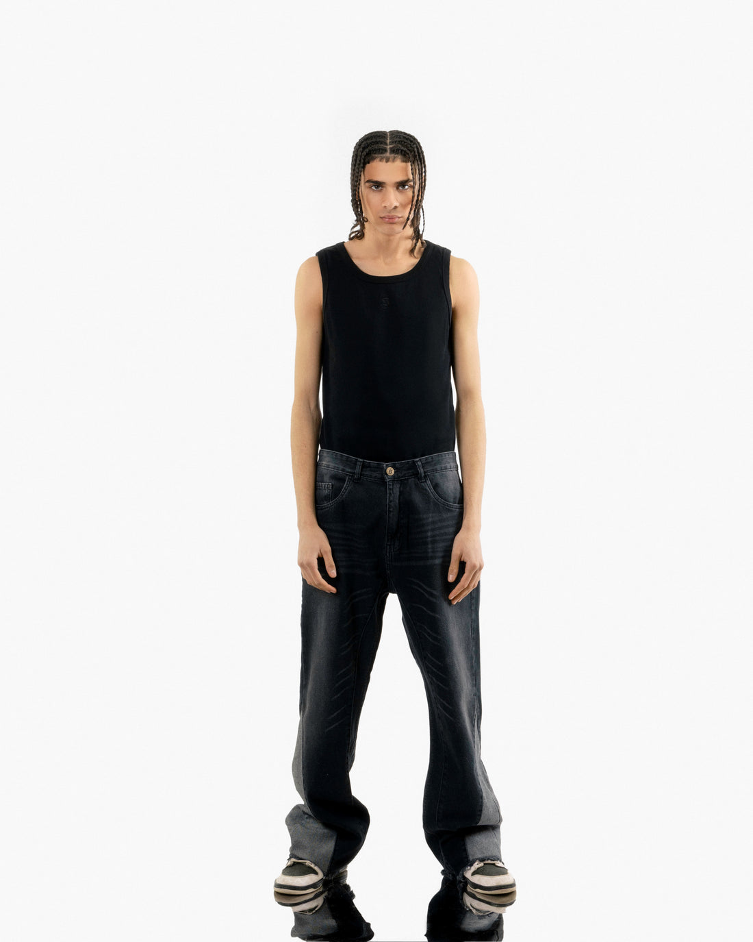 Retro Flared Jeans With Effect In Black
