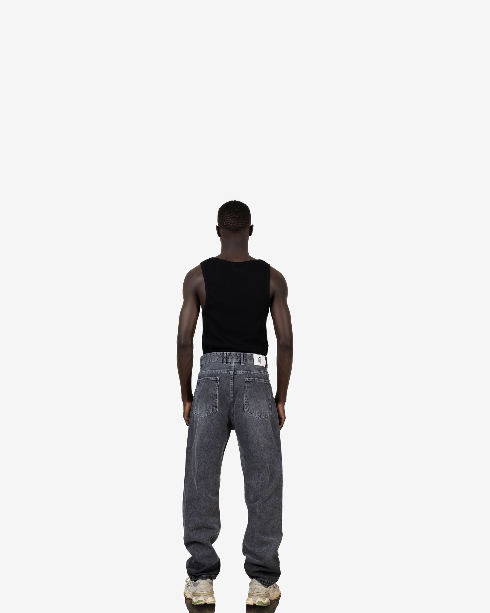 FASHIRU baggy fit Jeansグレー サイズ0 Men's Baggy Fit Gray Jeans with Denim Drawstring | MV