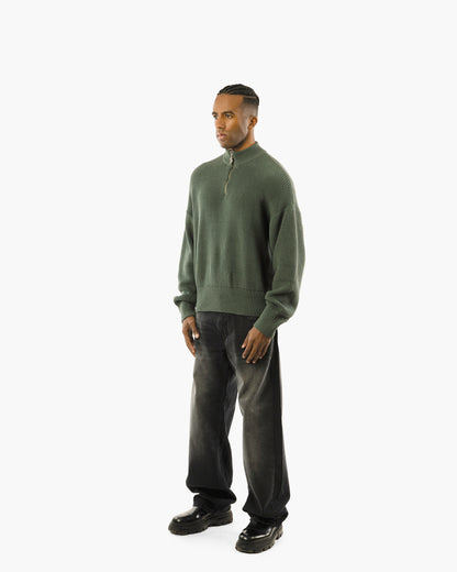 Streetwear Essential Oversized Quarter-Zip Sweater