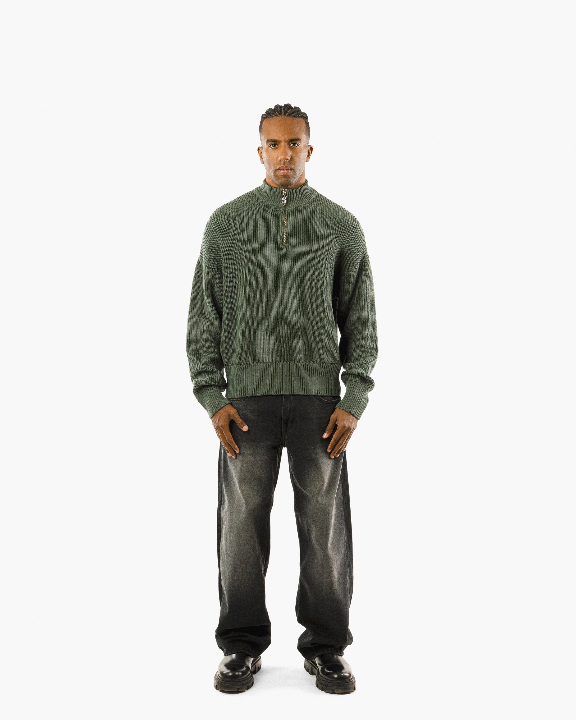 Streetwear Essential Oversized Quarter-Zip Sweater