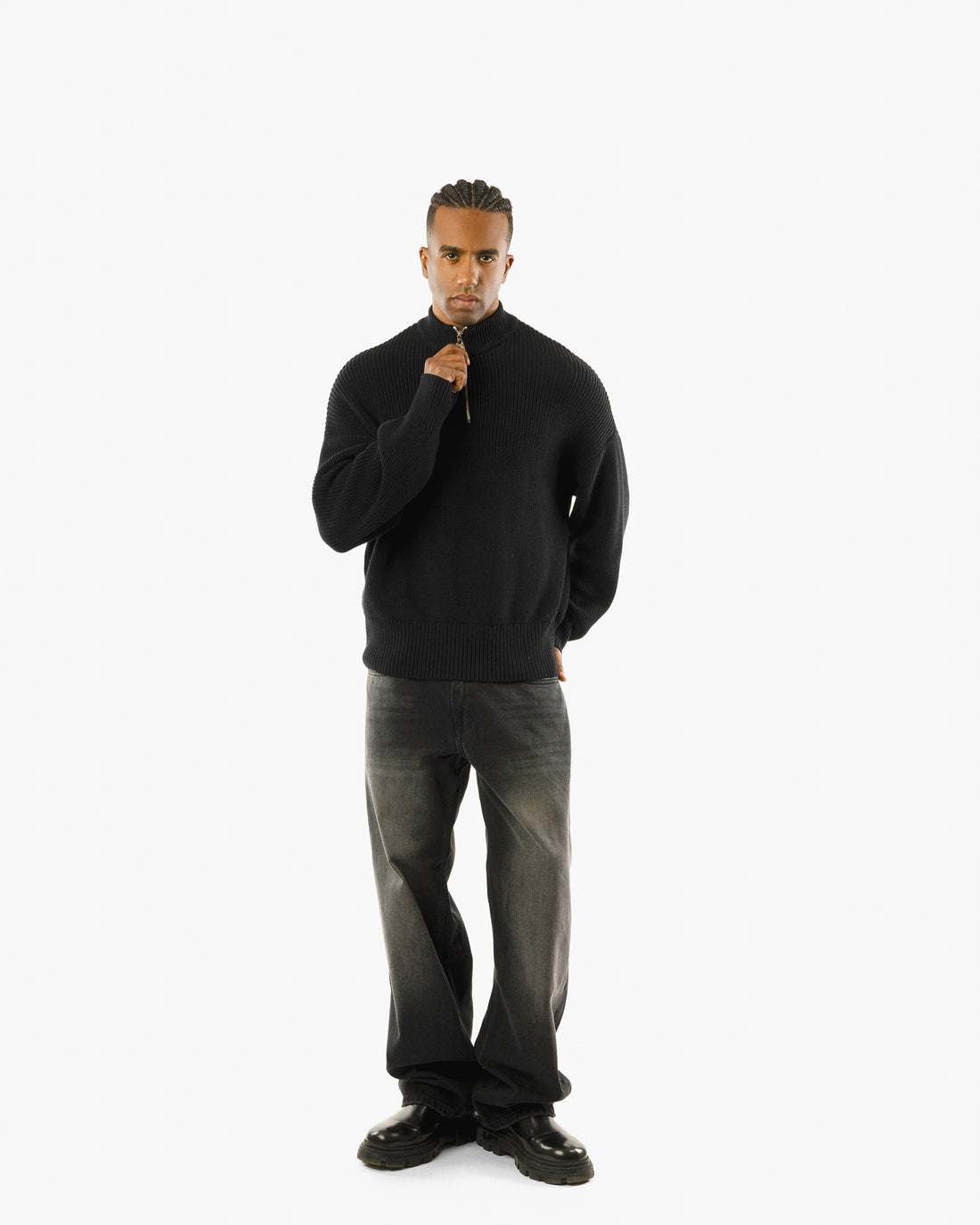 Streetwear Essential Oversized Quarter-Zip Sweater