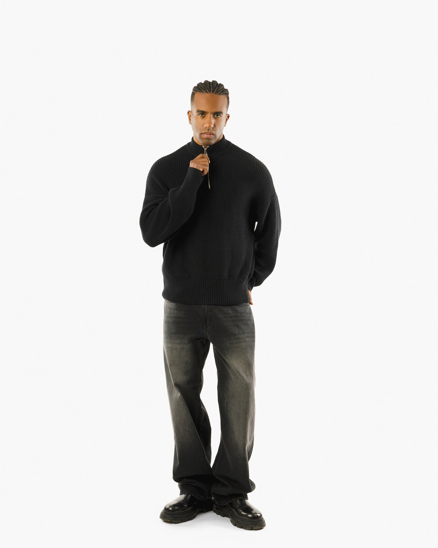 Streetwear Essential Oversized Quarter-Zip Sweater