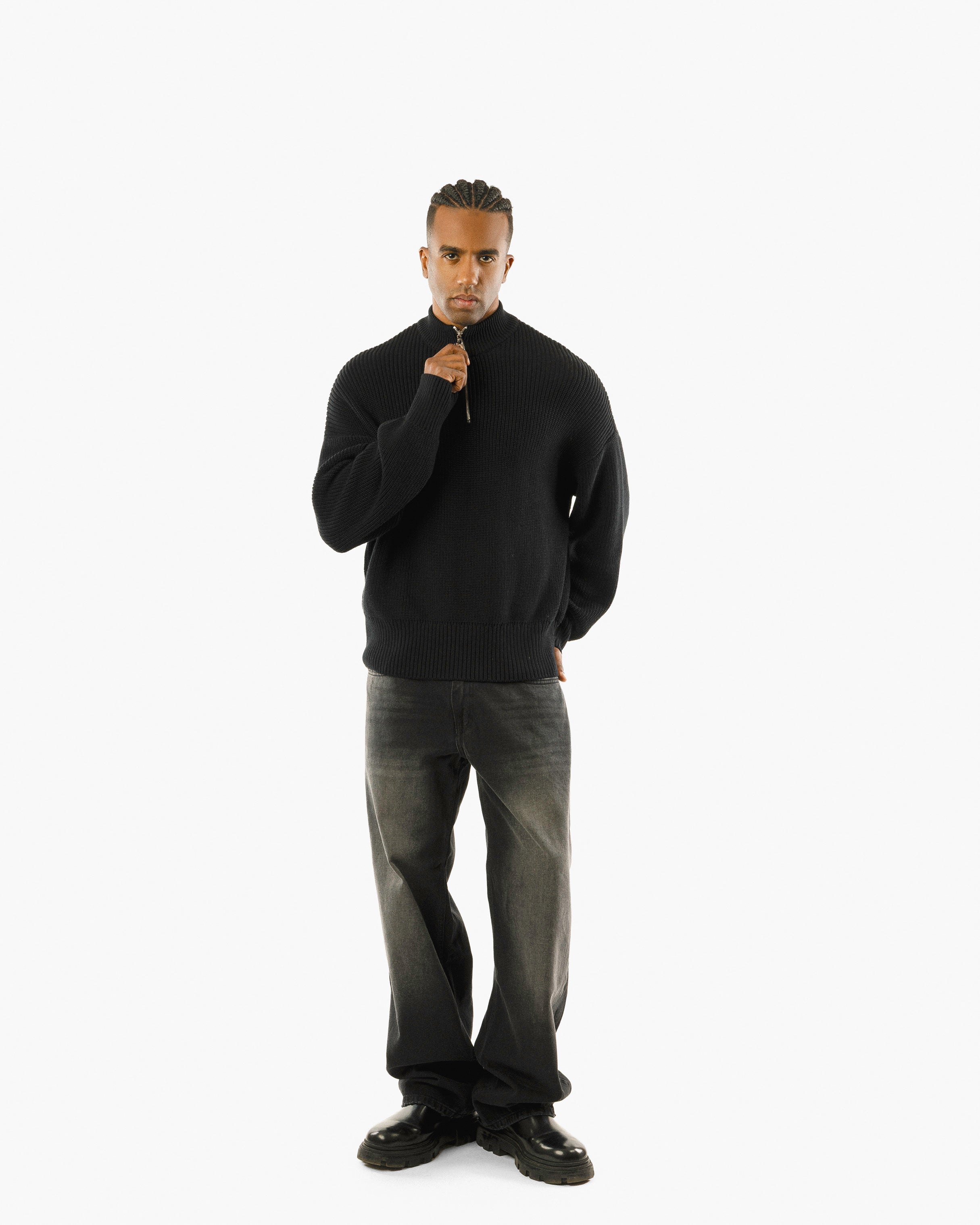 Streetwear Essential Oversized Quarter-Zip Sweater