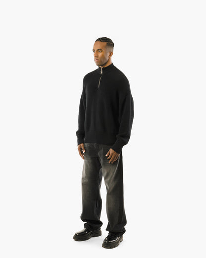 Streetwear Essential Oversized Quarter-Zip Sweater