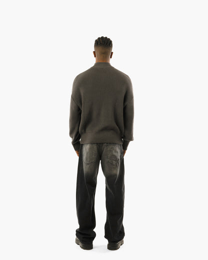 Streetwear Essential Oversized Quarter-Zip Sweater